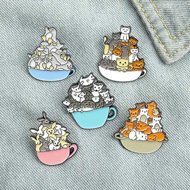 A Cup of Animal Enamel Pin