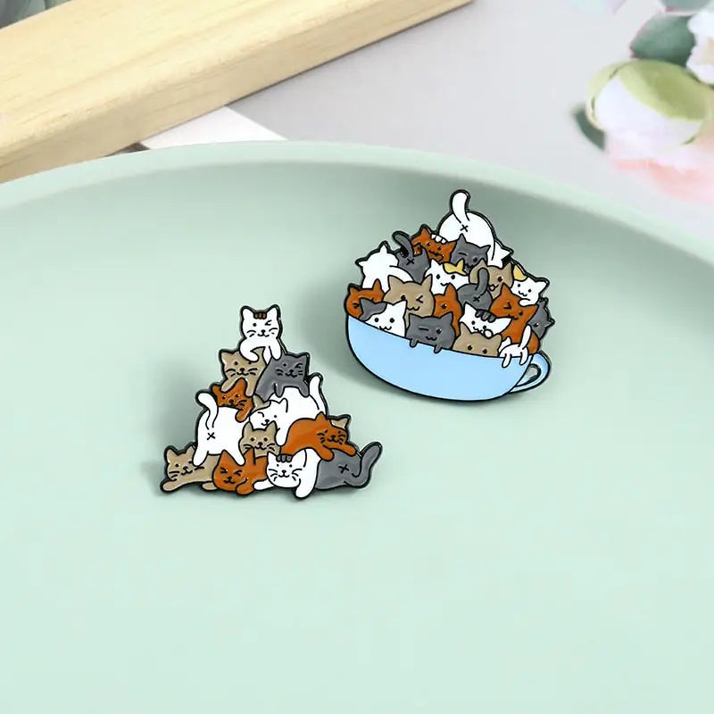 A Cup of Cats Enamel Pin