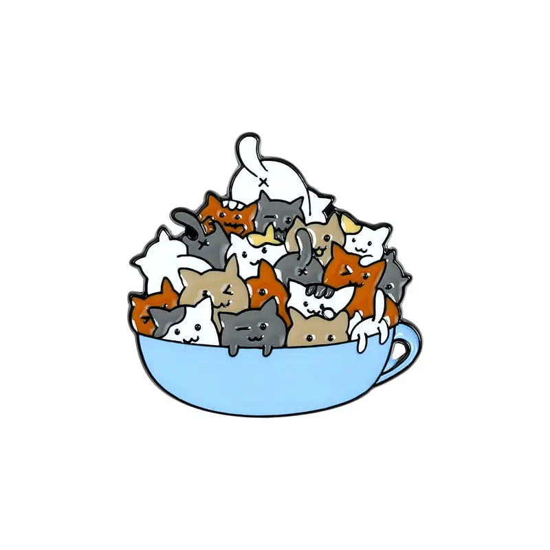 A Cup of Cats Enamel Pin