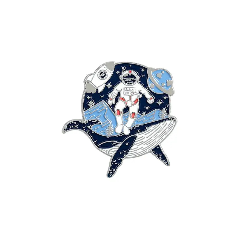 Astronaut and Whale Enamel Pin