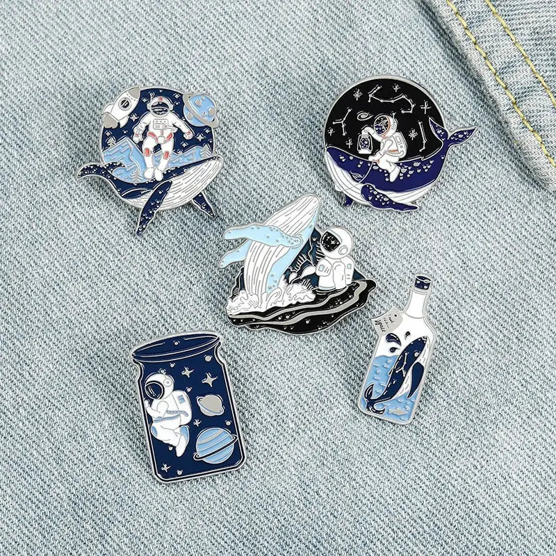 Astronaut and Whale Enamel Pin