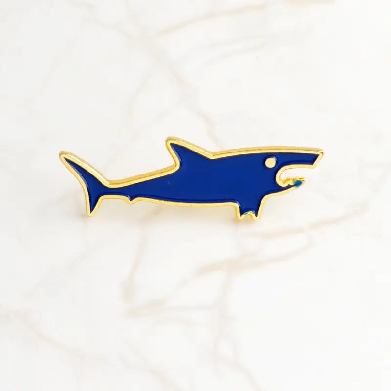 Blue Shark and Whale Ocean Animal Enamel Pin