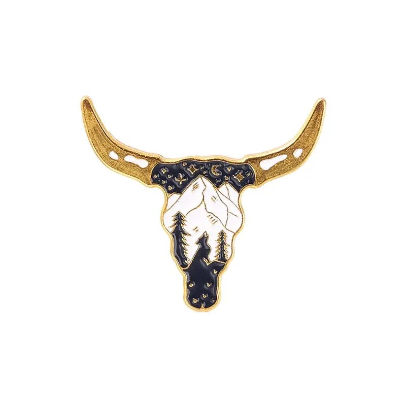 Bull Head Horns Enamel Pin