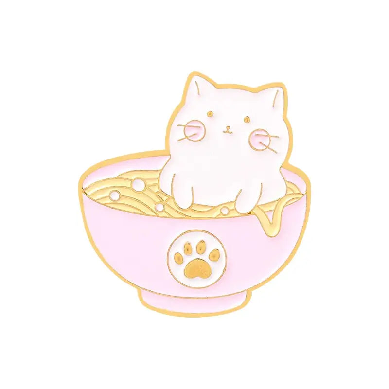 Cat and Food Enamel Pin