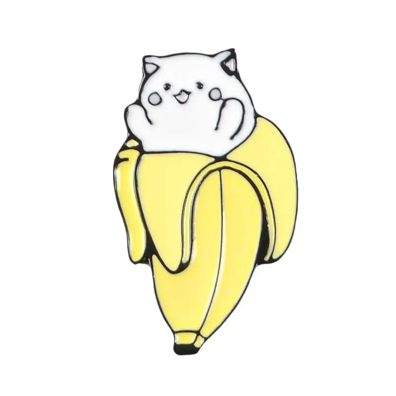 Cat Box Banana Kitten Enamel Pin