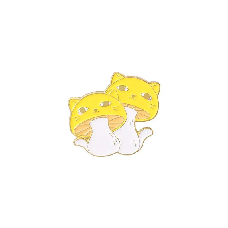 Cat Face Yellow Mushroom Enamel Pin