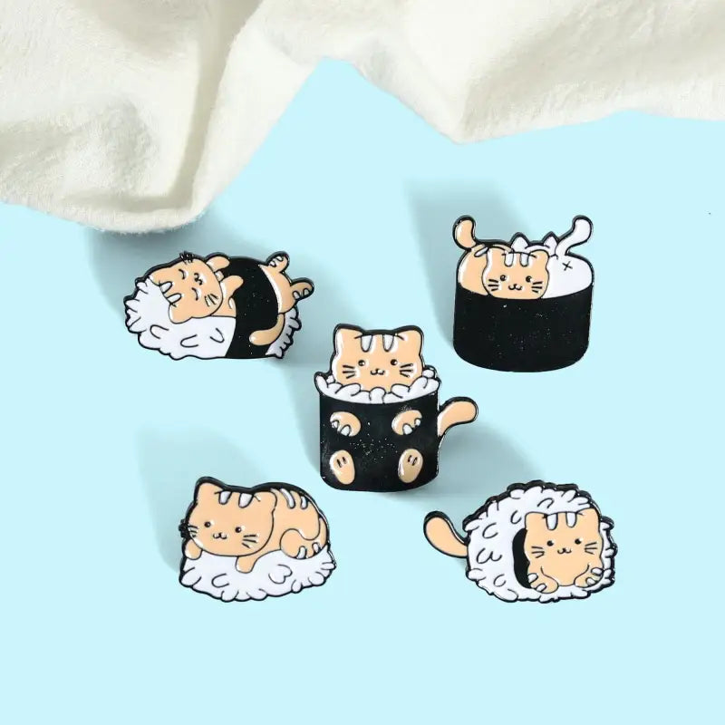 Cat Sushi Rice Ball Enamel Pin