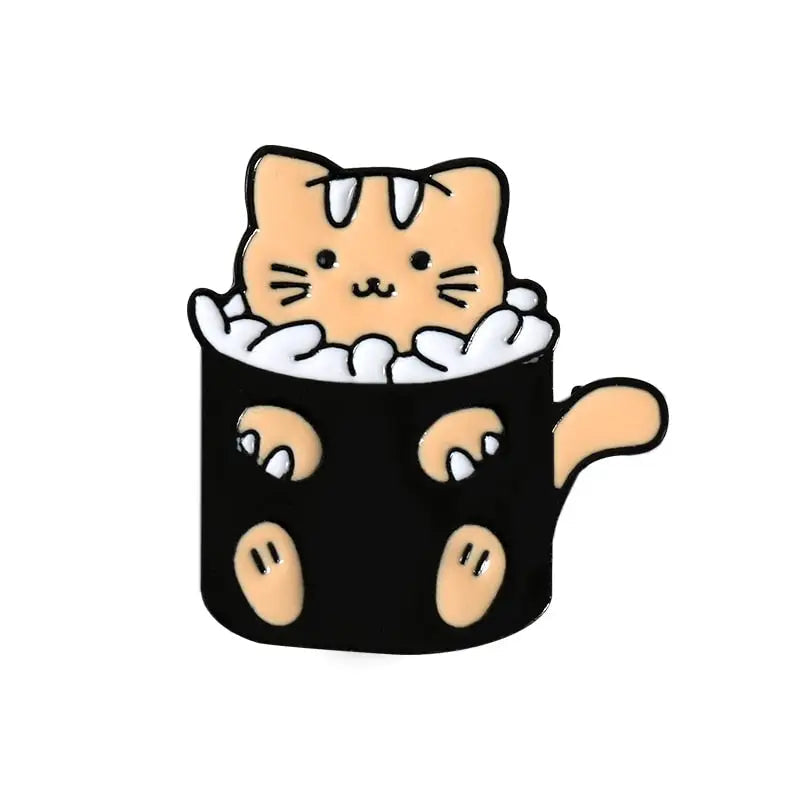 Cat Sushi Rice Ball Enamel Pin