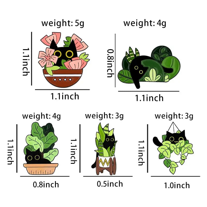 Cats in Plants Enamel Pins