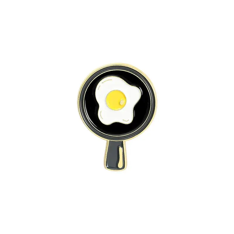 Clock Fried Egg Coffee Sun Dinosaur Enamel Pin