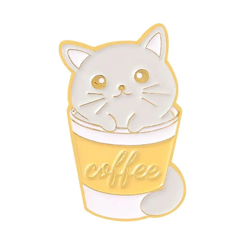 Coffee Cat Enamel Pin