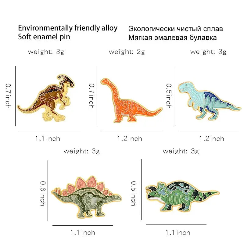 Colorful Dino Enamel Pins