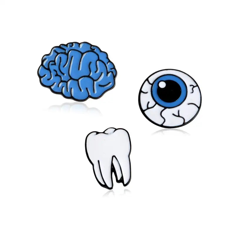 Cartoon Cute Organ Brain Eye Tooth Metal Enamel Pin