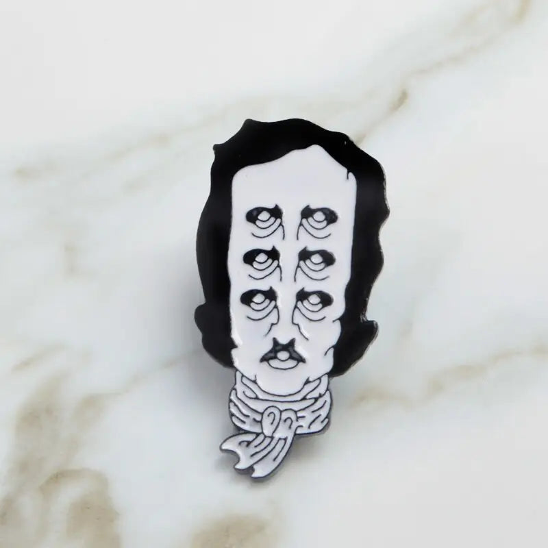 Edgar Allan Poe enamel pin flower Funny figure Enamel Pin