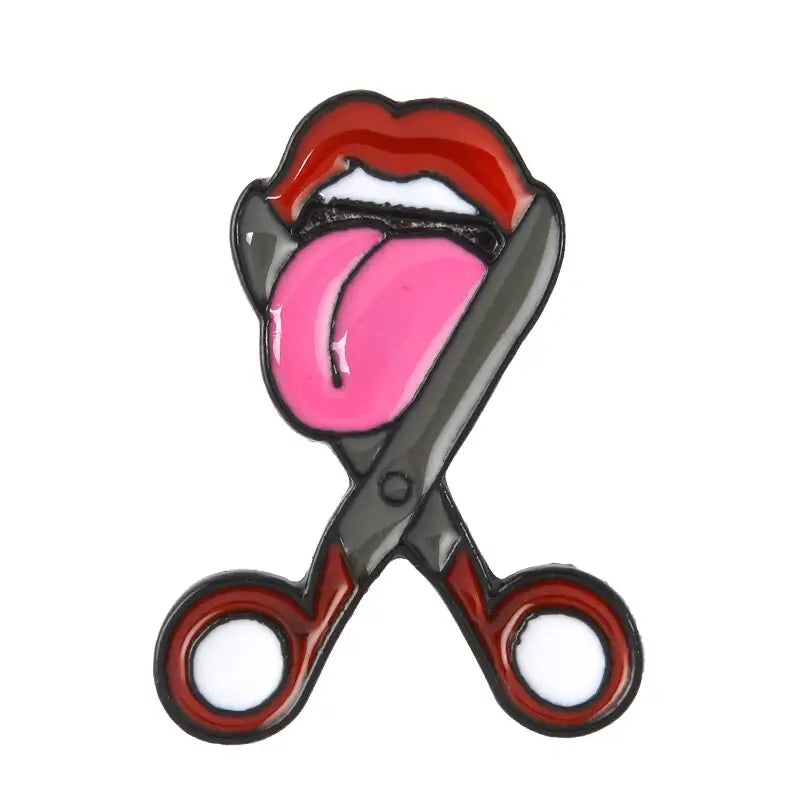 Eyeliner Cut tongue Enamel Pin