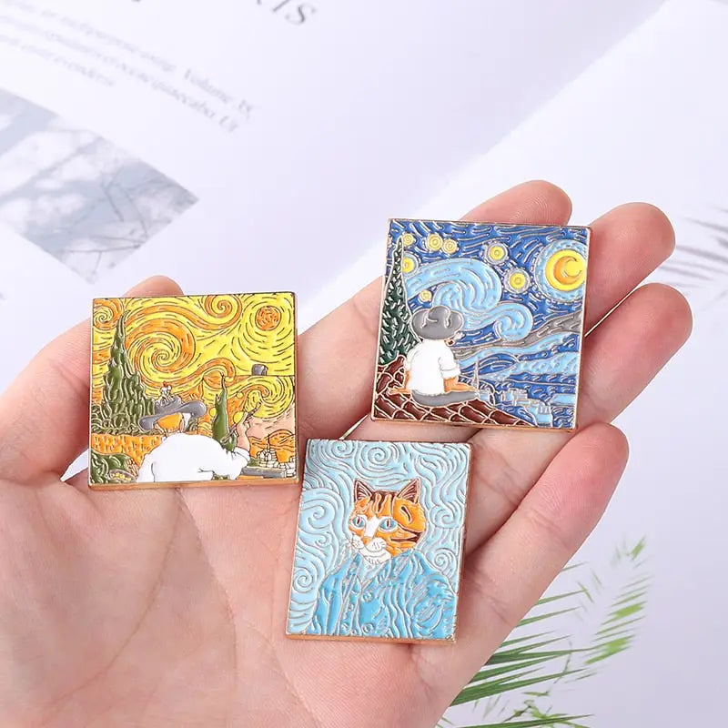 Funny Adaptation Famous Oil Painting Enamel Pin