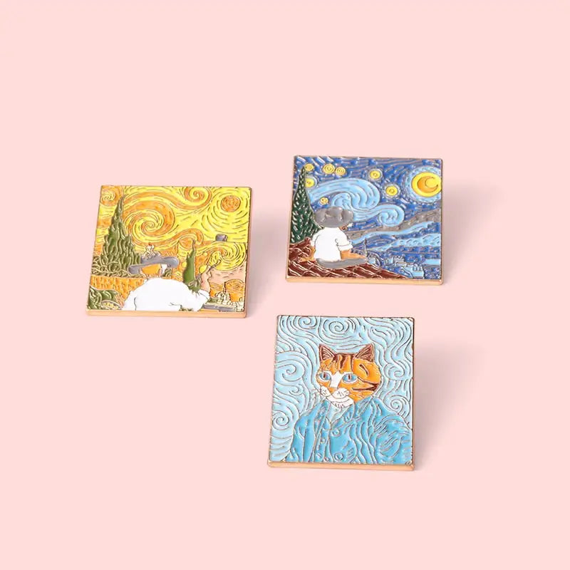 Funny Adaptation Famous Oil Painting Enamel Pin
