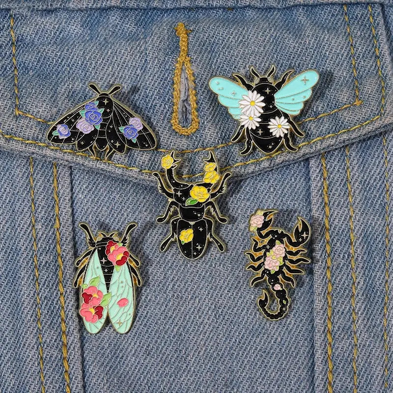 Floral Insects Enamel Pins
