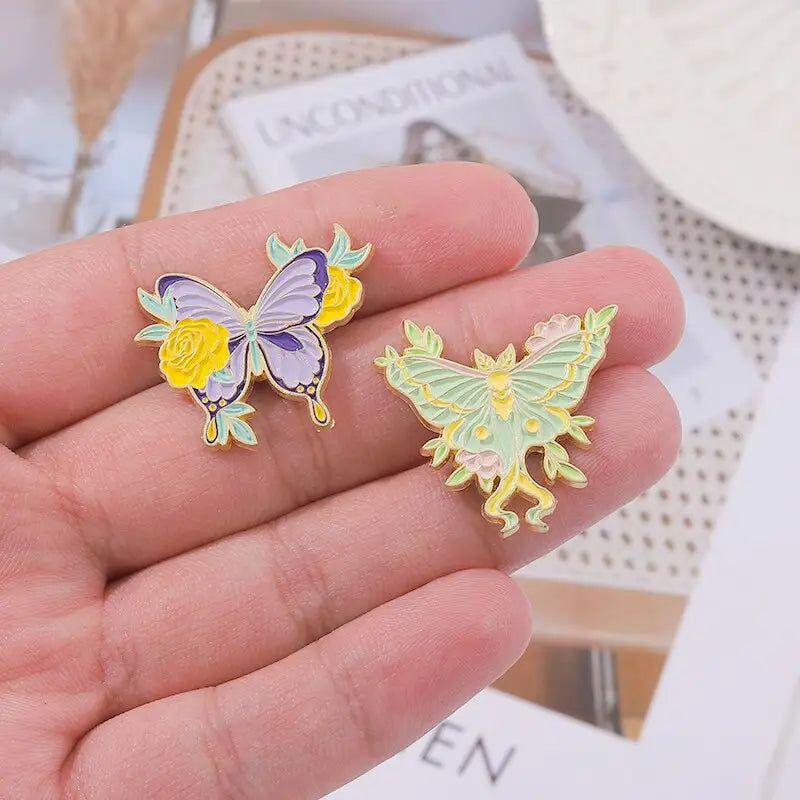 Floral Wings Butterfly Enamel Pins