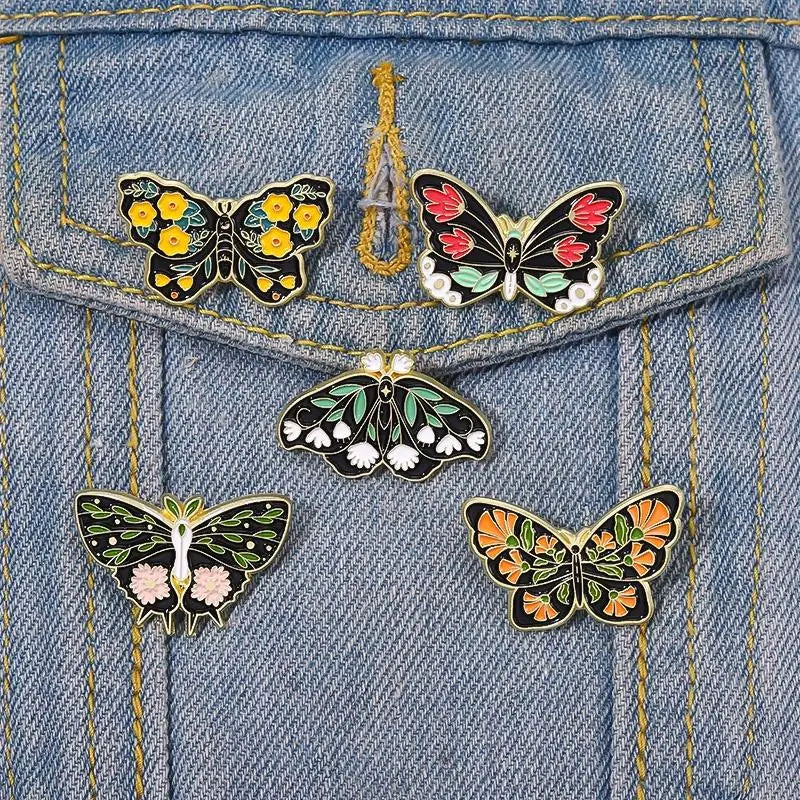 Flowers Wings Butterfly Enamel Pins