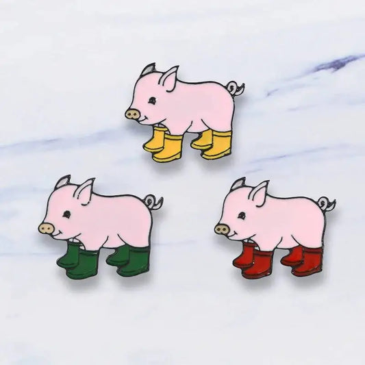 Fun Pig With Rain Boots Enamel Pin