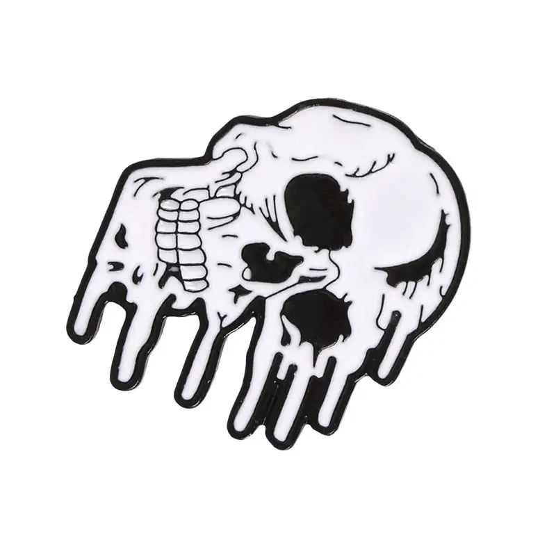 Gothic Skeleton enamel pin Rose Skull Coffee Pot Pizza badge