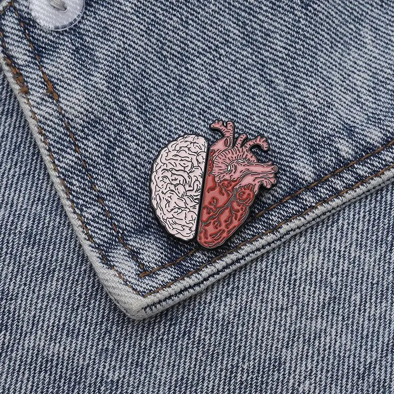 Half Organ Heart Brain Enamel Pin