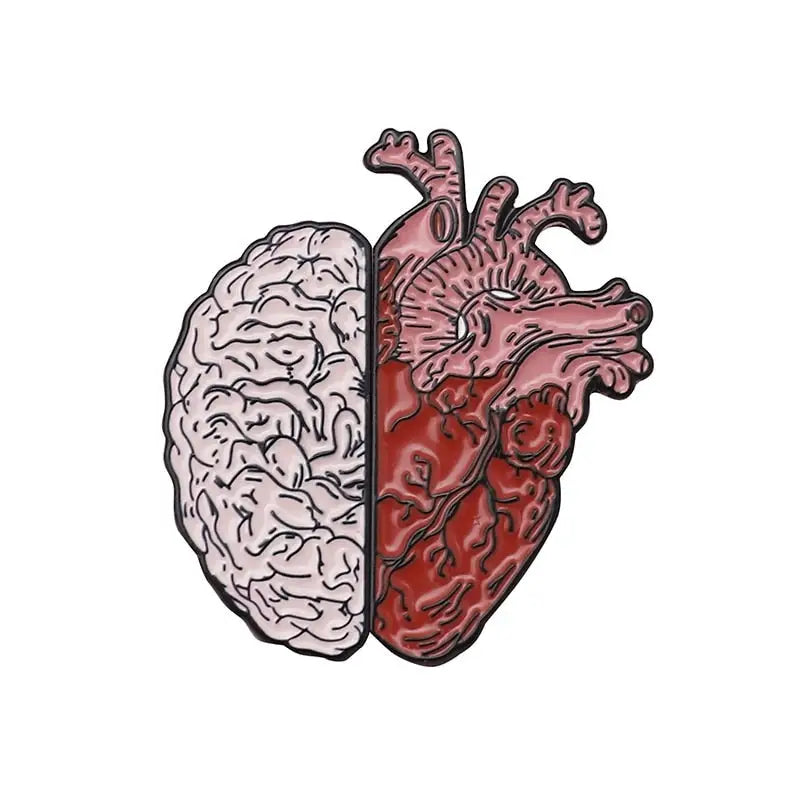 Half Organ Heart Brain Enamel Pin