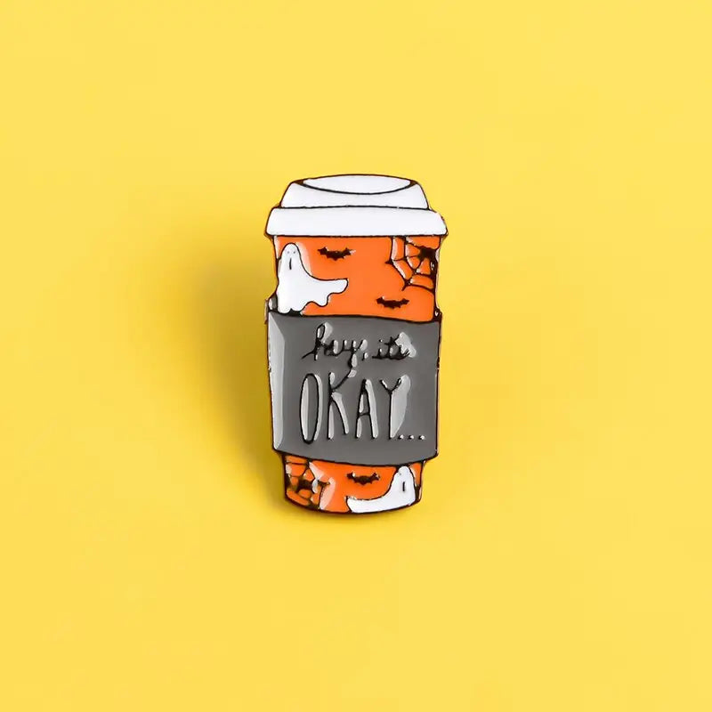 Halloween Coffee Cup Enamel Pin