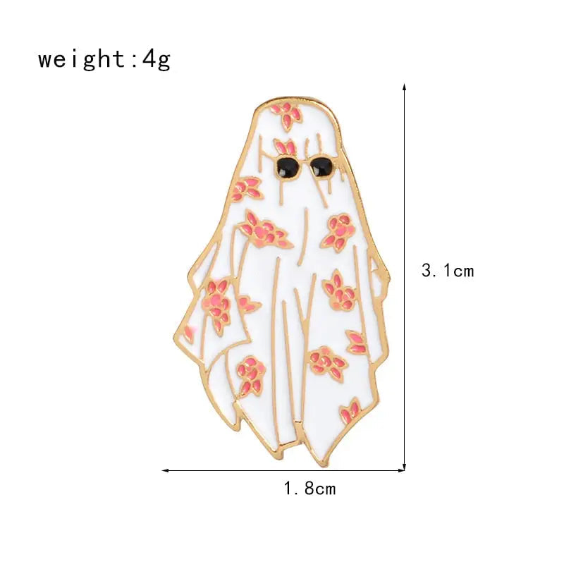 Cartoon Halloween enamel pin Ghost flower robe pins badge