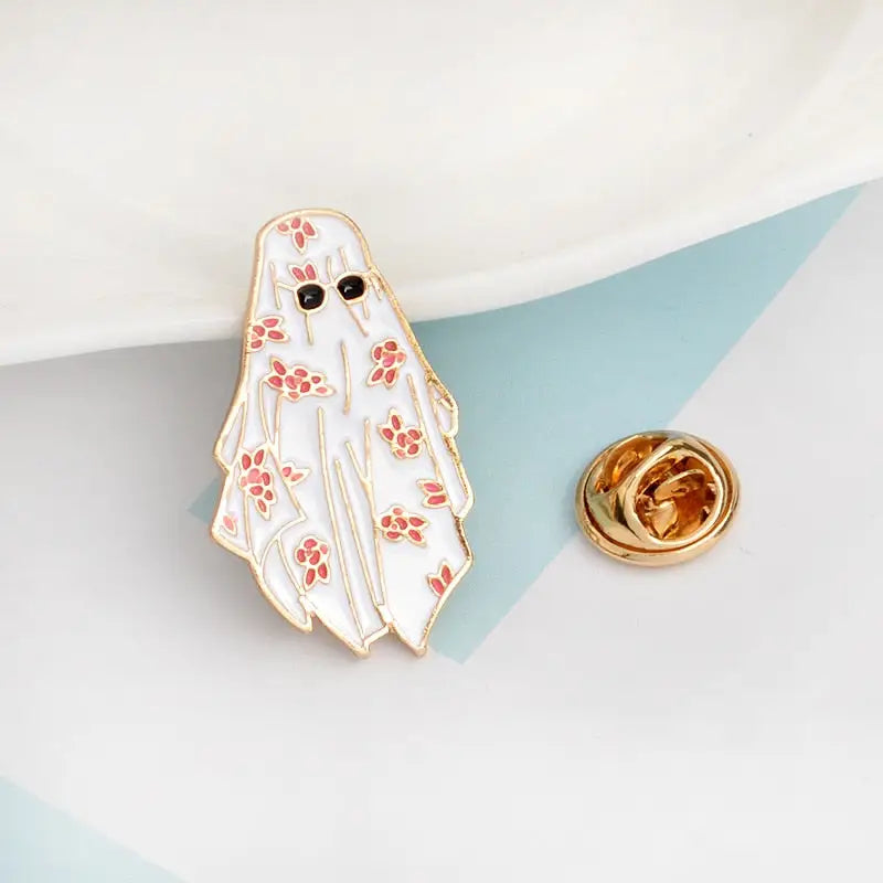 Cartoon Halloween enamel pin Ghost flower robe pins badge