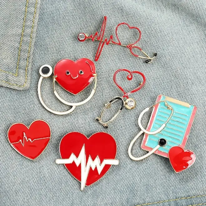Heartbeat Stethoscope Enamel Pin
