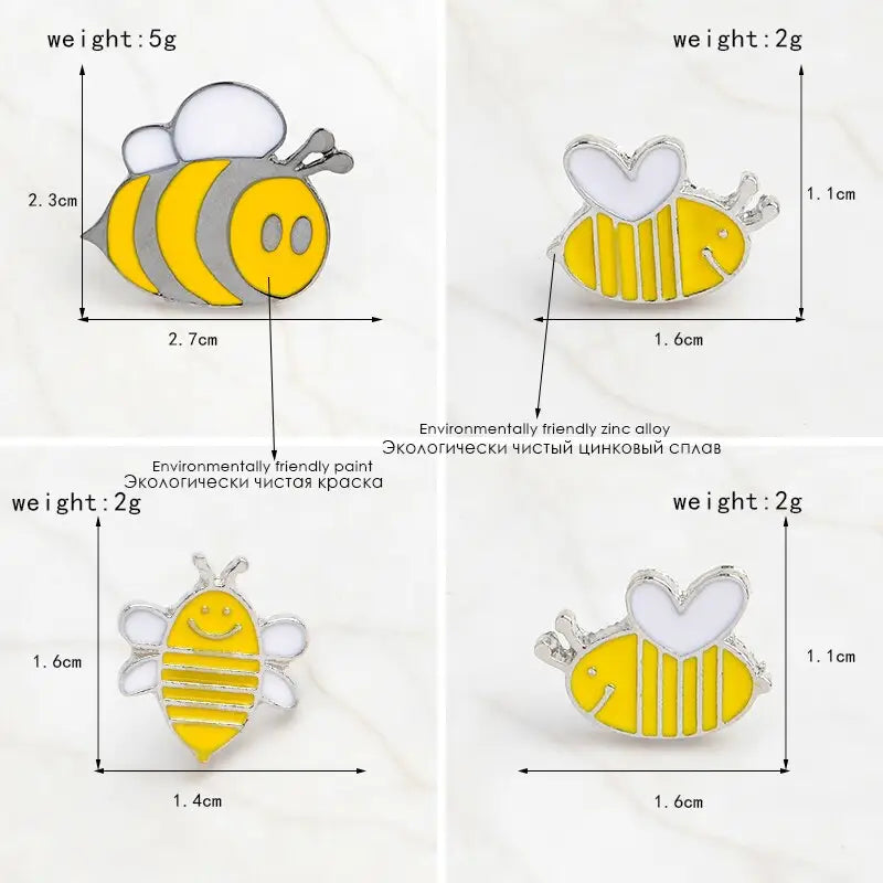 Enamel animal pins Smiling honey bee insect Enamel Pin