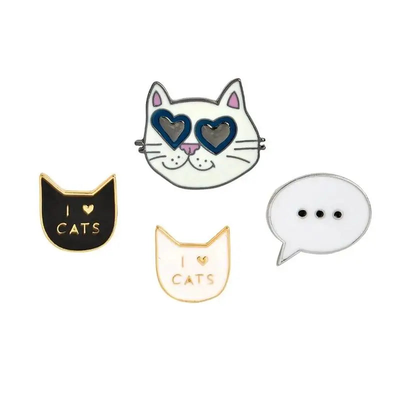 Meow Meow Cool Black White Cat Sunglasses Dialog Box Enamel