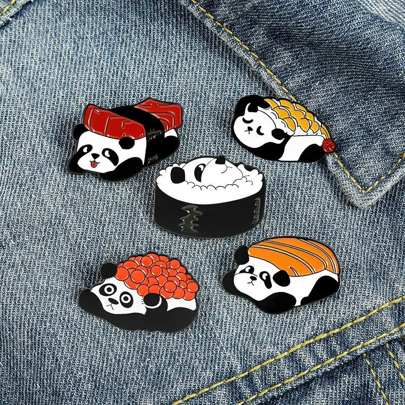 Panda Sushi Enamel Pin