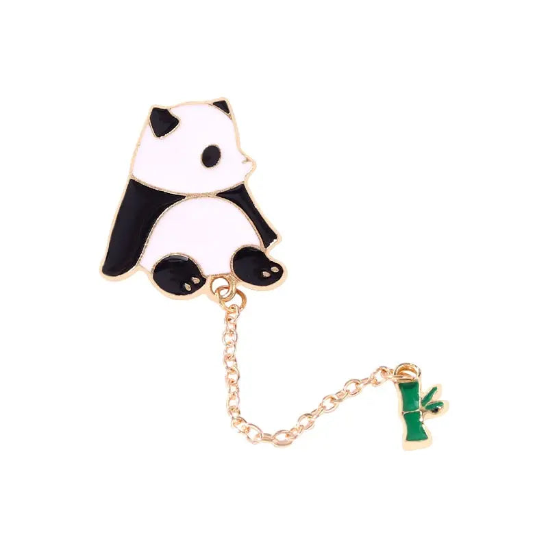 Panda with Bamboo Hat Enamel Pin
