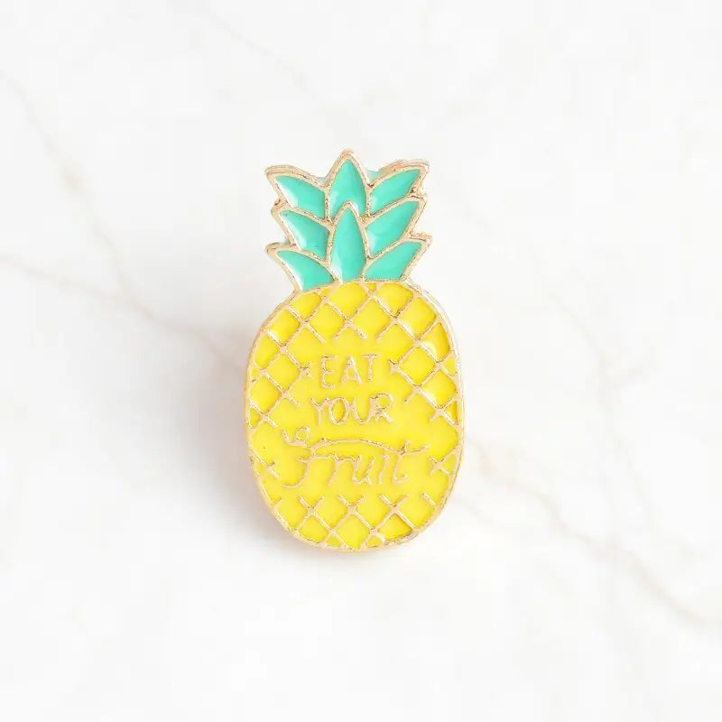 Cartoon pins Pineapple EAT YOUR FRUIT ADD MORE SPICE READ