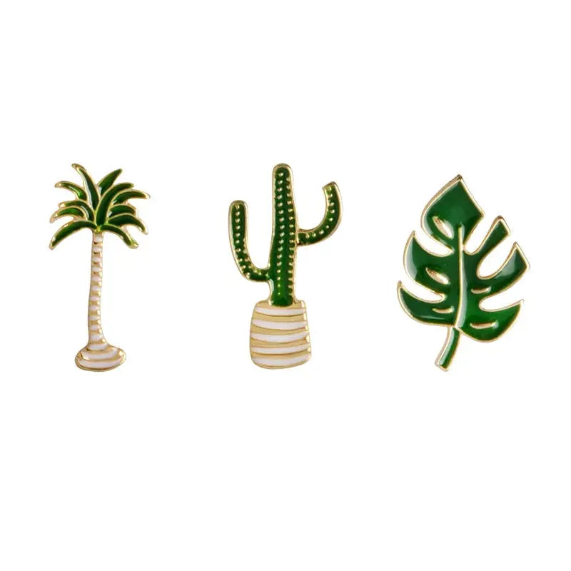 Simple Cartoon Green Plant Coconut Tree Mexican Cactus Leaf