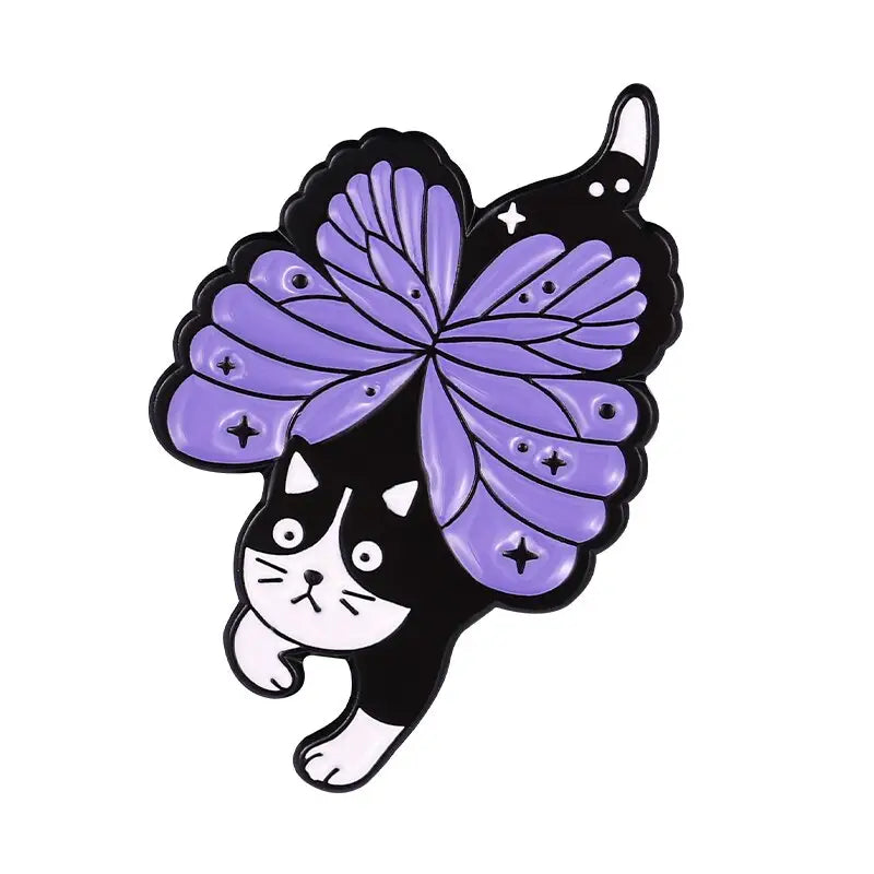 Purple Butterfly Cats Enamel Pins