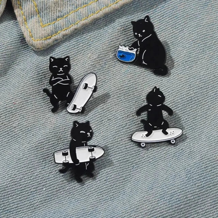 Skateboard Motion Cat Enamel Pin