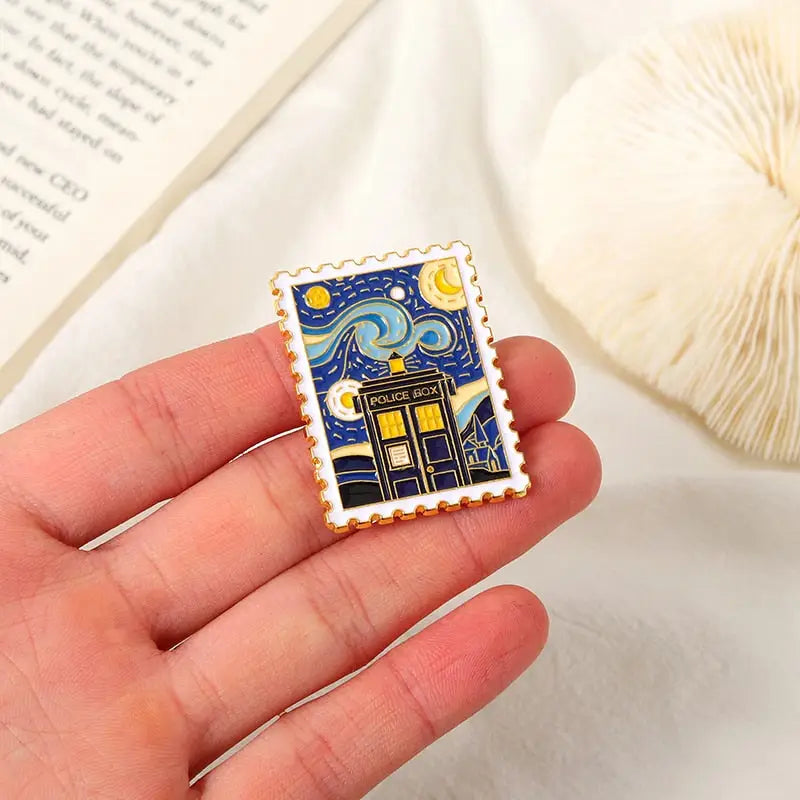 Starry Night Stamp Enamel Pins