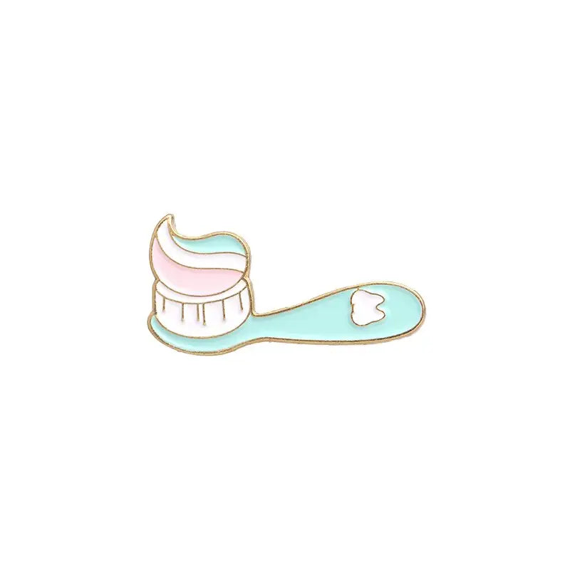Toothpaste Toothbrush Tooth Enamel Pin
