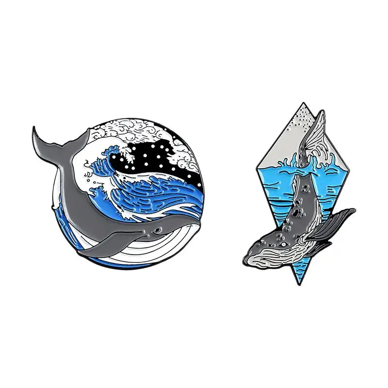 Whale and Ocean Enamel Pin