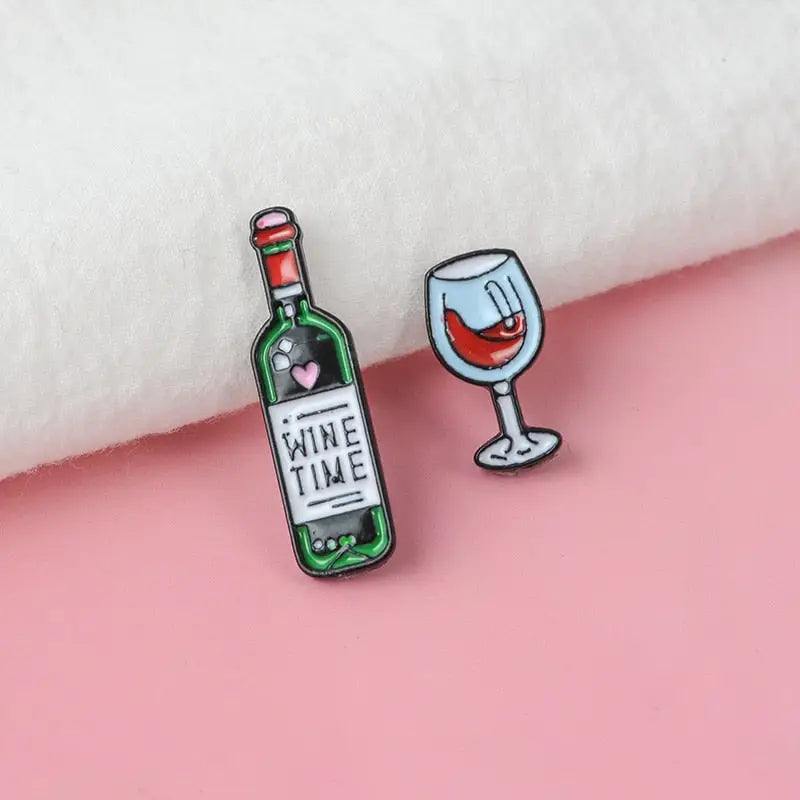 WINE TIME Wine and Glass Enamel Pin