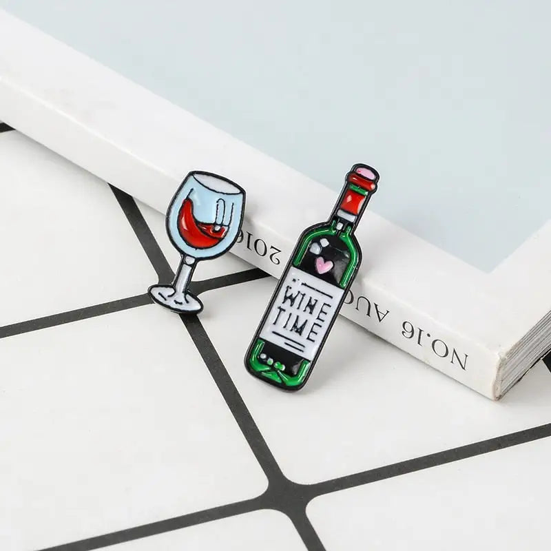 WINE TIME Wine and Glass Enamel Pin