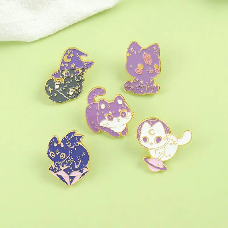 Witchcraft Crystal Wizard Cat Enamel Pin