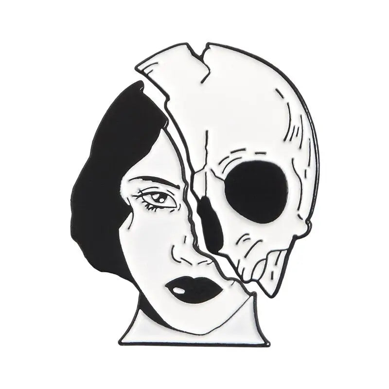 Woman Skull Face Enamel Pin